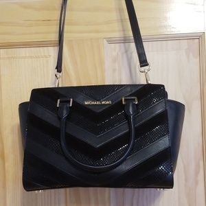 Michael Kors Selma Suede/ leather Chevron satchel